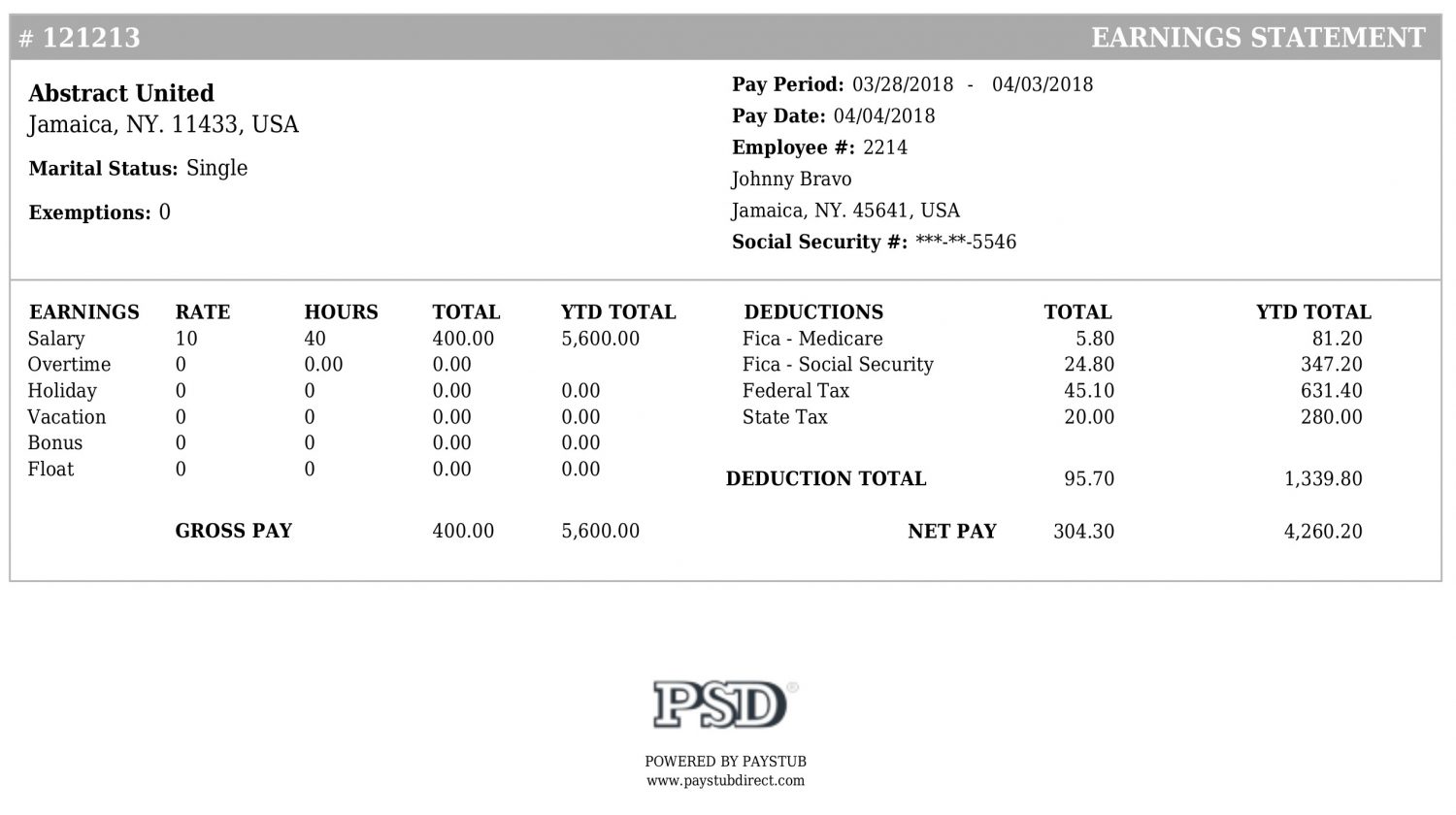 detailed - PayStub Direct